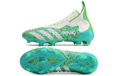 Unisex Adidas Predator Freak+ FG Firm Ground High-Tops Football Boots - White/Green