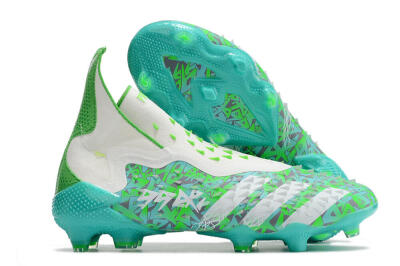 Unisex Adidas Predator Freak+ FG Firm Ground High-Tops Football Boots - White/Green