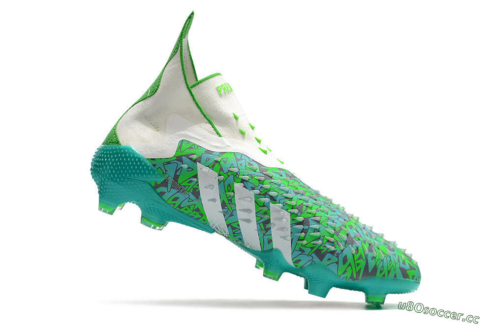 Unisex Adidas Predator Freak+ FG Firm Ground High-Tops Football Boots - White/Green 4