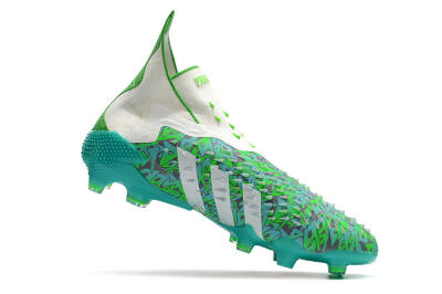 Unisex Adidas Predator Freak+ FG Firm Ground High-Tops Football Boots - White/Green