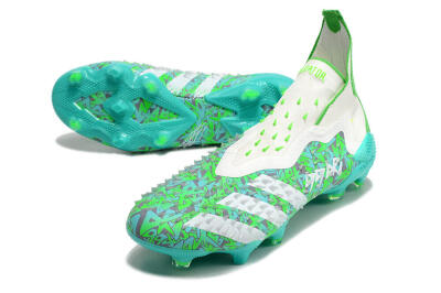 Unisex Adidas Predator Freak+ FG Firm Ground High-Tops Football Boots - White/Green