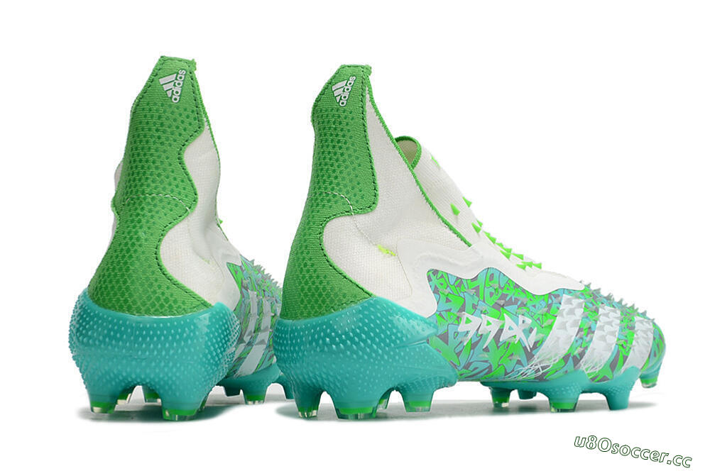 Unisex Adidas Predator Freak+ FG Firm Ground High-Tops Football Boots - White/Green 6