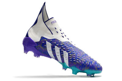 Unisex Adidas Predator Freak+ FG Firm Ground High-Tops Football Boots - White/Purple/Blue