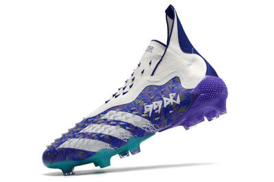 Unisex Adidas Predator Freak+ FG Firm Ground High-Tops Football Boots - White/Purple/Blue