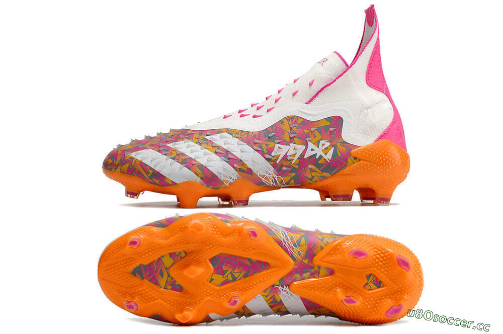 Unisex Adidas Predator Freak+ FG Firm Ground High-Tops Football Boots - White/Orange 1