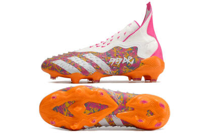 Unisex Adidas Predator Freak+ FG Firm Ground High-Tops Football Boots - White/Orange