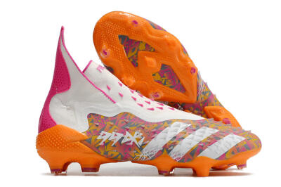 Unisex Adidas Predator Freak+ FG Firm Ground High-Tops Football Boots - White/Orange