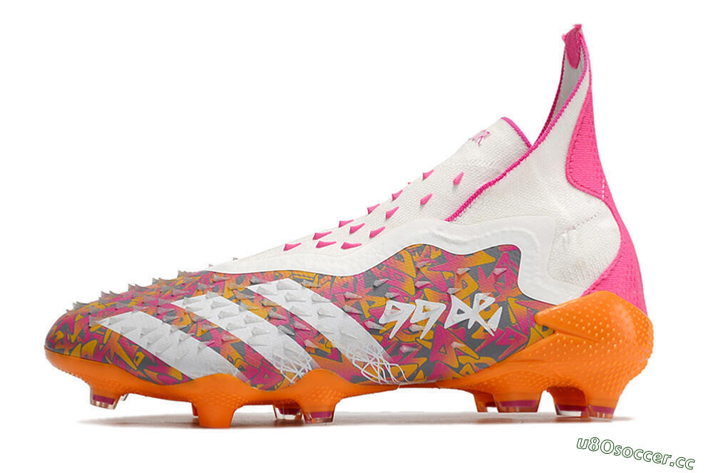 Unisex Adidas Predator Freak+ FG Firm Ground High-Tops Football Boots - White/Orange 0