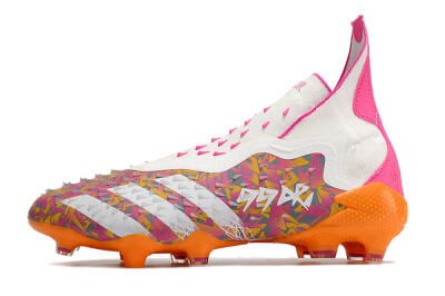 Unisex Adidas Predator Freak+ FG Firm Ground High-Tops Football Boots - White/Orange