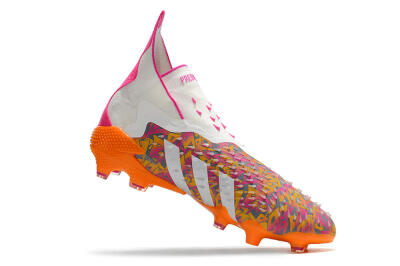 Unisex Adidas Predator Freak+ FG Firm Ground High-Tops Football Boots - White/Orange