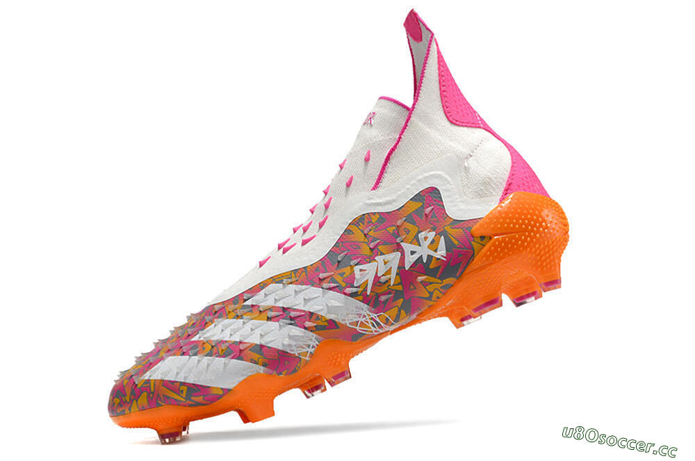 Unisex Adidas Predator Freak+ FG Firm Ground High-Tops Football Boots - White/Orange 5