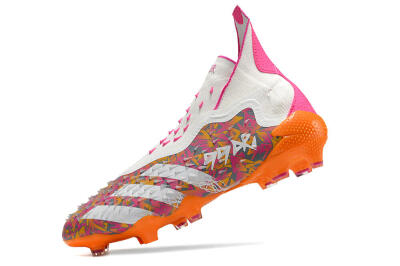 Unisex Adidas Predator Freak+ FG Firm Ground High-Tops Football Boots - White/Orange