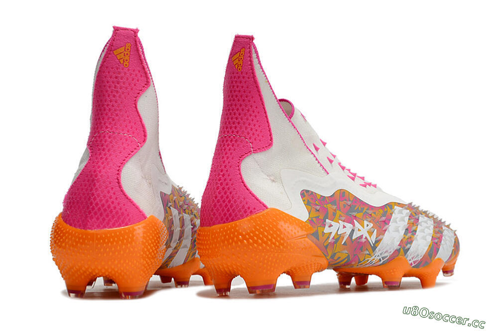 Unisex Adidas Predator Freak+ FG Firm Ground High-Tops Football Boots - White/Orange 6