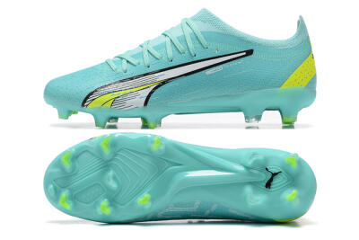 Men's Puma Ultra Ultimate FG Firm Ground Low-Tops Football Boots - Blue/White/Green