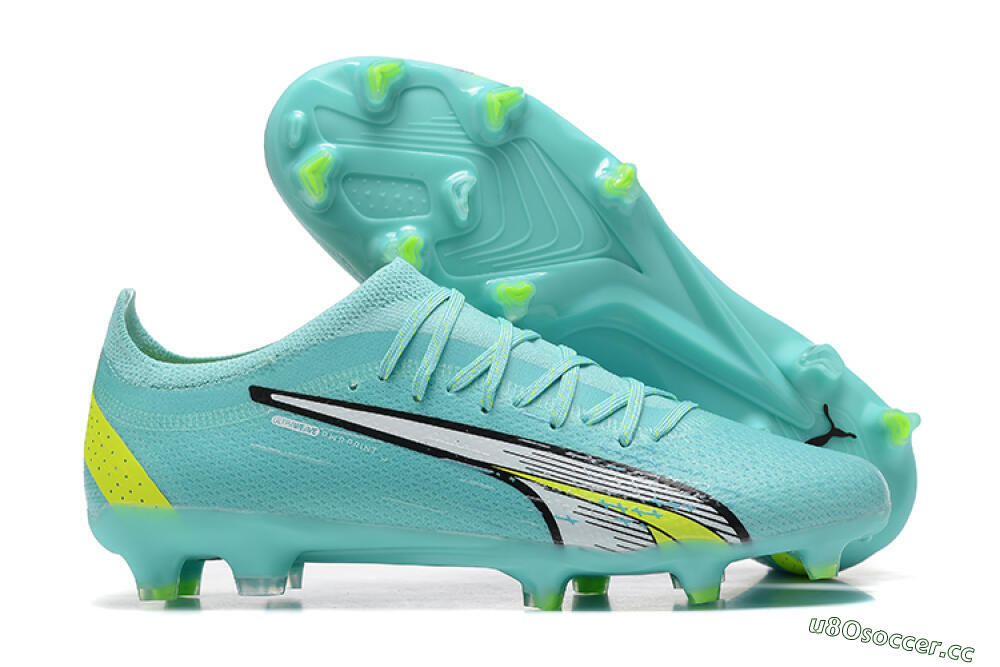 Men's Puma Ultra Ultimate FG Firm Ground Low-Tops Football Boots - Blue/White/Green 2