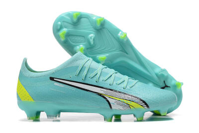 Men's Puma Ultra Ultimate FG Firm Ground Low-Tops Football Boots - Blue/White/Green