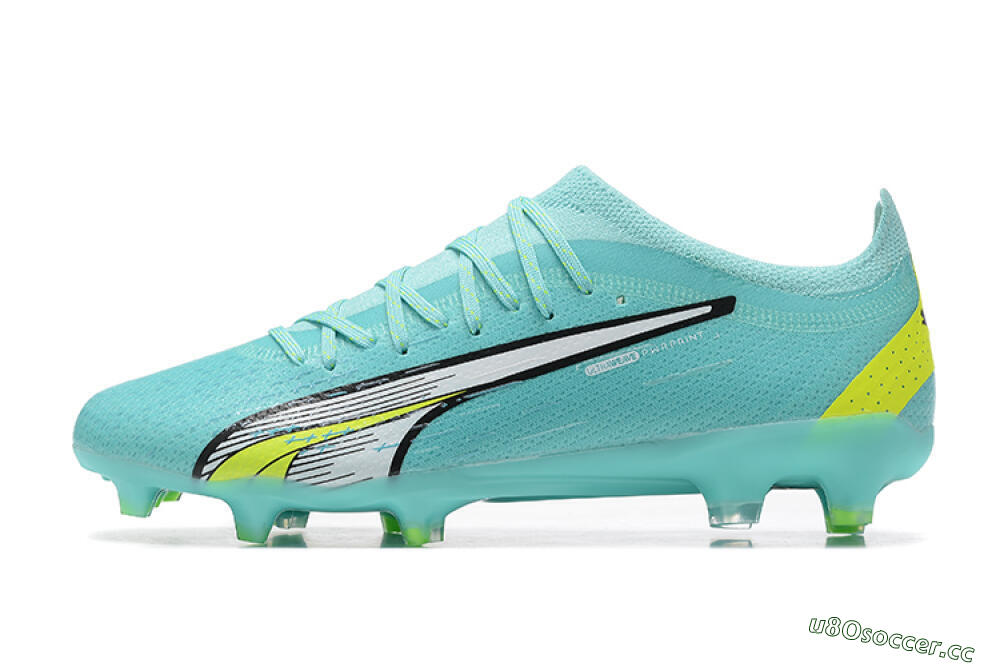 Men's Puma Ultra Ultimate FG Firm Ground Low-Tops Football Boots - Blue/White/Green 0
