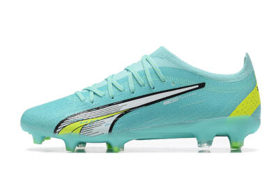 Men's Puma Ultra Ultimate FG Firm Ground Low-Tops Football Boots - Blue/White/Green