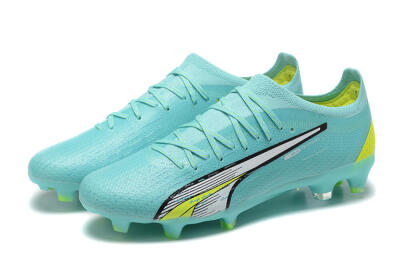 Men's Puma Ultra Ultimate FG Firm Ground Low-Tops Football Boots - Blue/White/Green