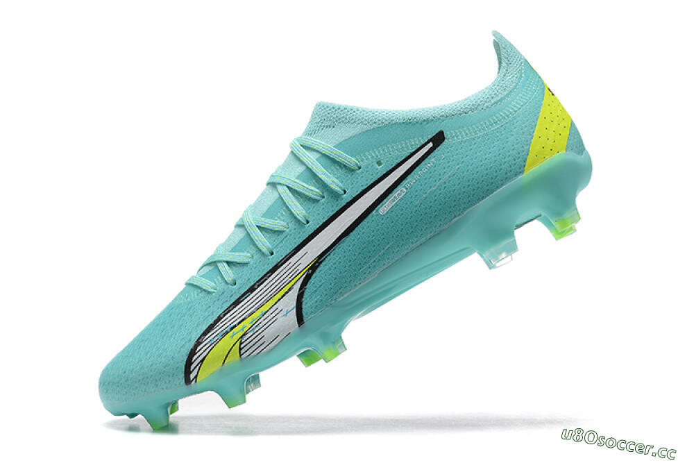 Men's Puma Ultra Ultimate FG Firm Ground Low-Tops Football Boots - Blue/White/Green 8