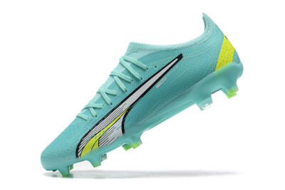 Men's Puma Ultra Ultimate FG Firm Ground Low-Tops Football Boots - Blue/White/Green