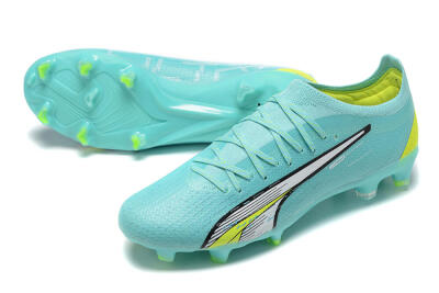 Men's Puma Ultra Ultimate FG Firm Ground Low-Tops Football Boots - Blue/White/Green