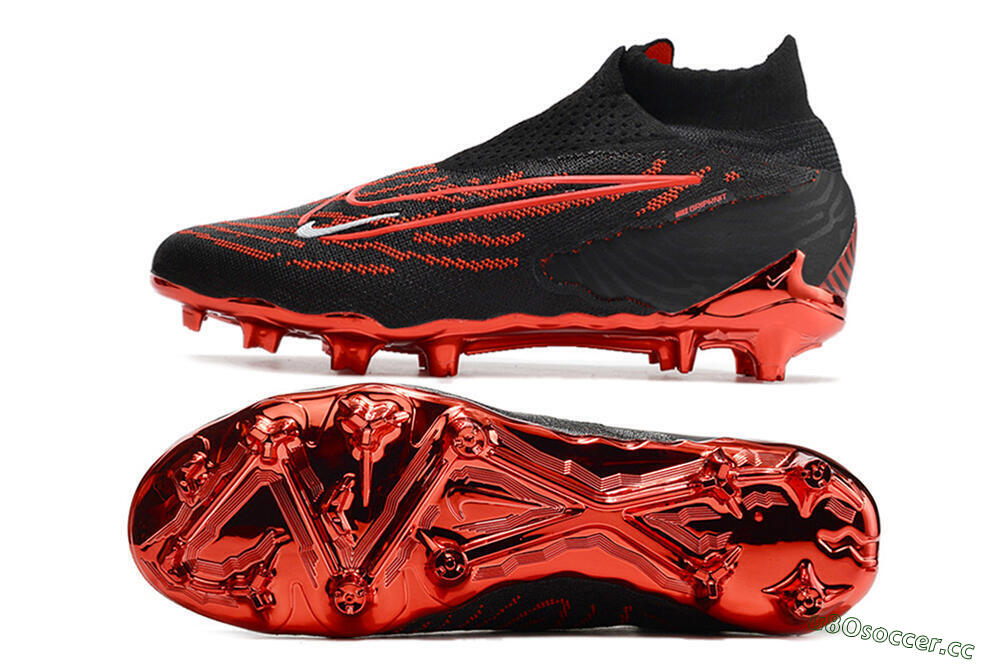 Men's Nike Phantom GX Elite DF FG Firm Ground High-Tops Football Boots - Black/Red 1