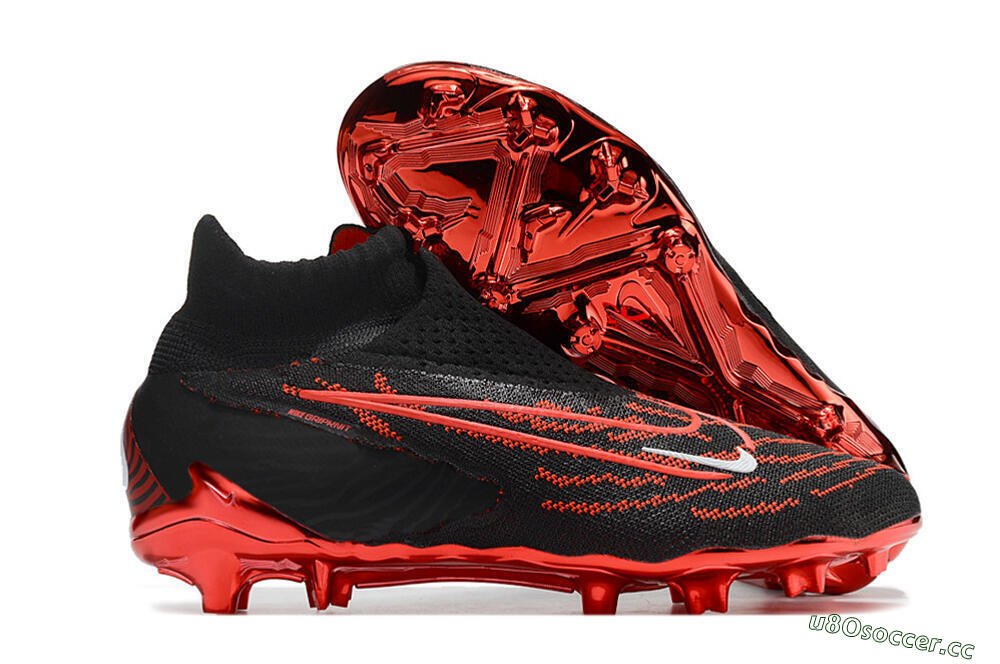 Men's Nike Phantom GX Elite DF FG Firm Ground High-Tops Football Boots - Black/Red 2