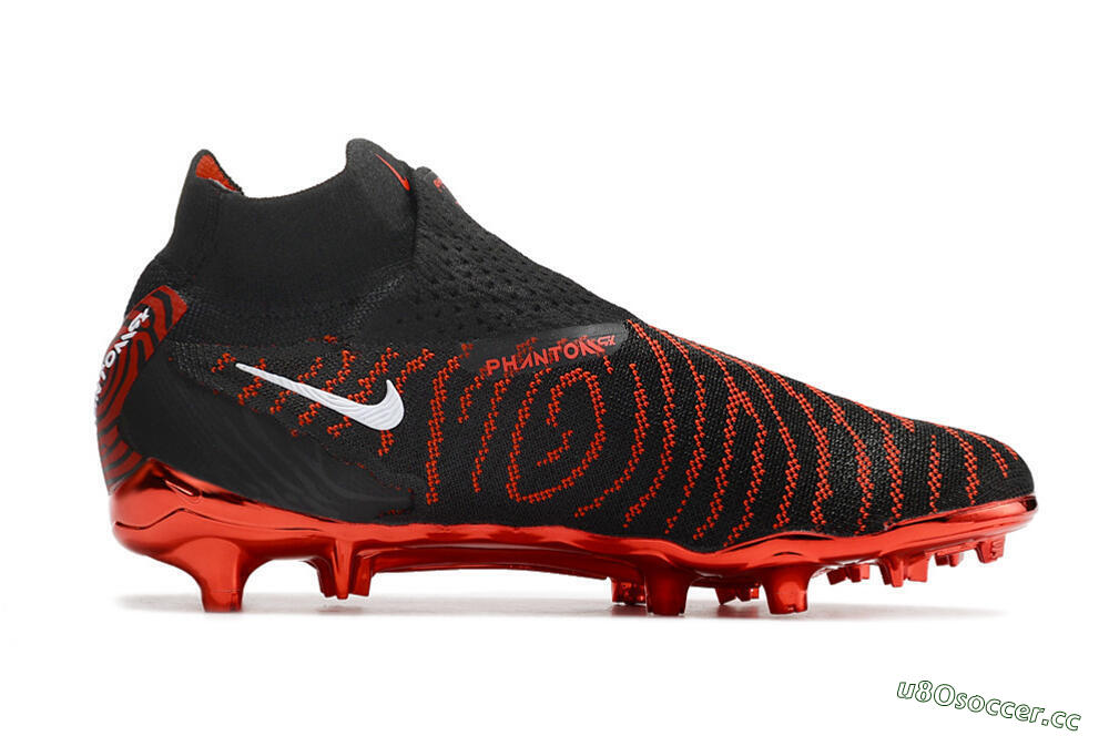 Men's Nike Phantom GX Elite DF FG Firm Ground High-Tops Football Boots - Black/Red 4