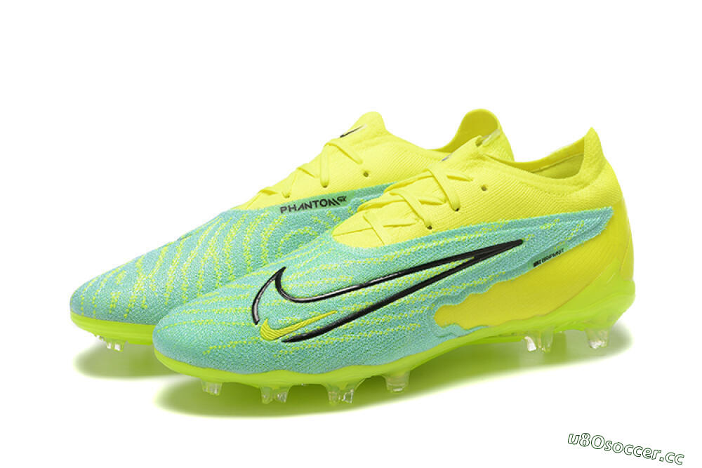 Men's Nike Phantom GX Elite FG Firm Ground Low-Tops Football Boots - Green/Blue/Black 5