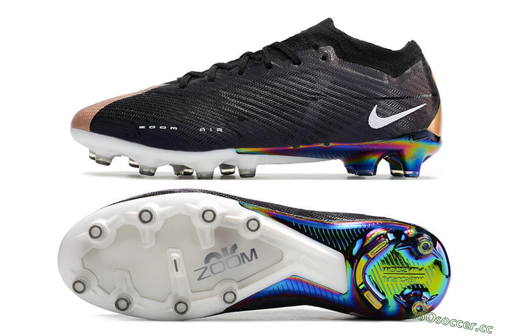 Men's Nike Air Zoom Mercurial Vapor 15 Elite AG Artificial Grass Low-Tops Football Boots - Black/White/Brown 1