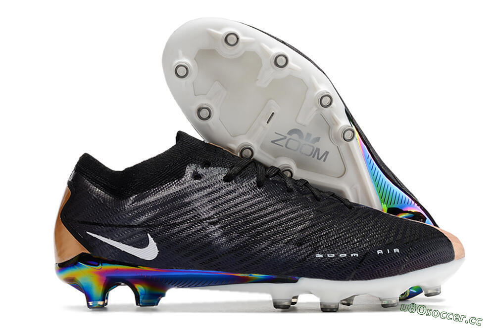 Men's Nike Air Zoom Mercurial Vapor 15 Elite AG Artificial Grass Low-Tops Football Boots - Black/White/Brown 2