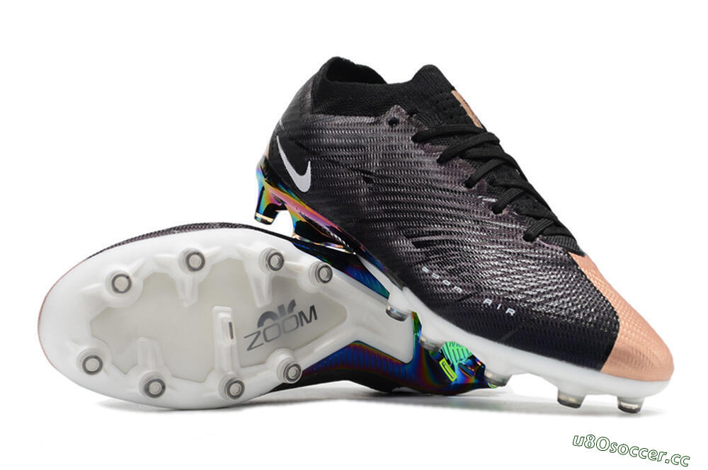 Men's Nike Air Zoom Mercurial Vapor 15 Elite AG Artificial Grass Low-Tops Football Boots - Black/White/Brown 3