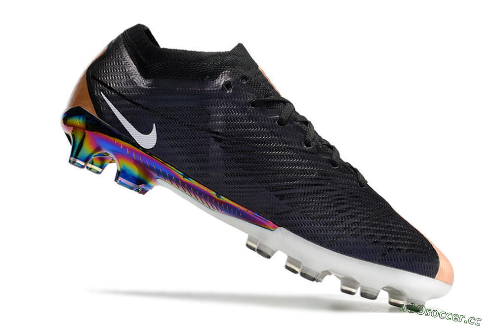 Men's Nike Air Zoom Mercurial Vapor 15 Elite AG Artificial Grass Low-Tops Football Boots - Black/White/Brown 4