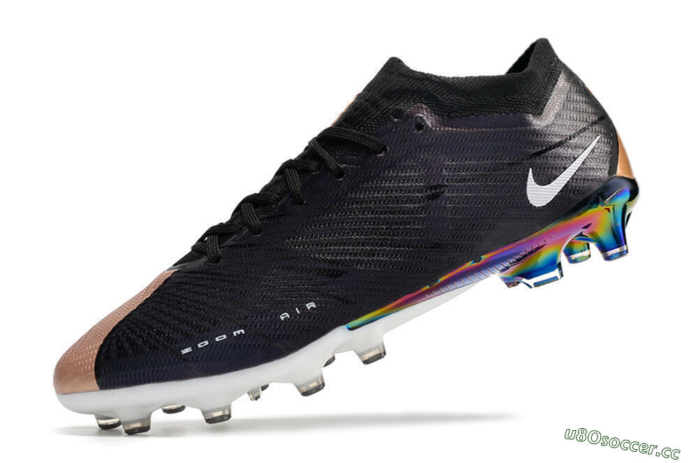 Men's Nike Air Zoom Mercurial Vapor 15 Elite AG Artificial Grass Low-Tops Football Boots - Black/White/Brown 5