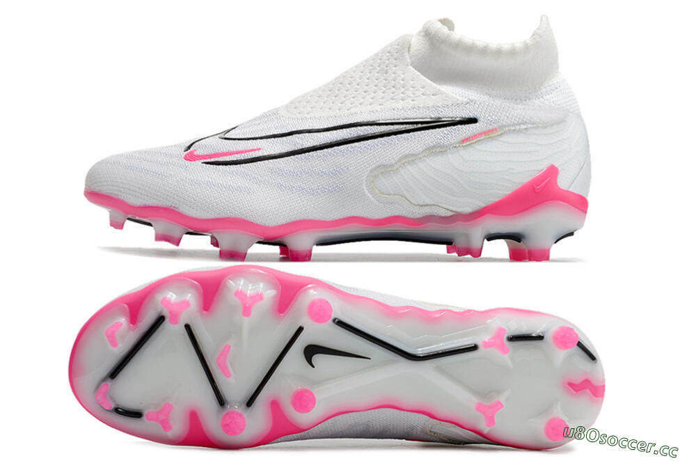Men's Nike Phantom GX Elite DF FG Firm Ground High-Tops Football Boots - White/Black/Pink 1