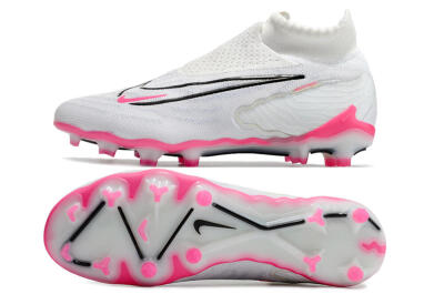 Men's Nike Phantom GX Elite DF FG Firm Ground High-Tops Football Boots - White/Black/Pink