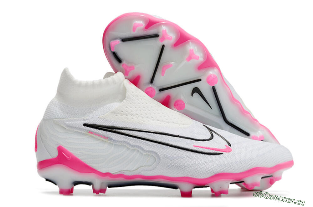 Men's Nike Phantom GX Elite DF FG Firm Ground High-Tops Football Boots - White/Black/Pink 2