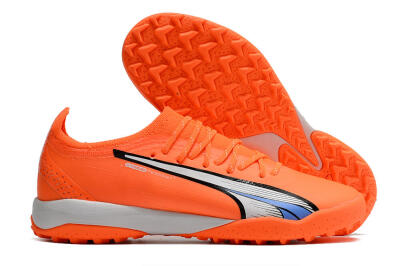 Men's Puma Ultra Ultimate TF Artificial Turf Low-Tops Football Shoes - Orange/White/Blue