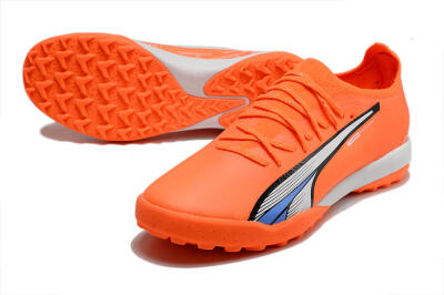 Men's Puma Ultra Ultimate TF Artificial Turf Low-Tops Football Shoes - Orange/White/Blue