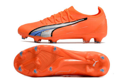 Men's Puma Ultra Ultimate FG Firm Ground Low-Tops Football Boots - Orange/White/Blue