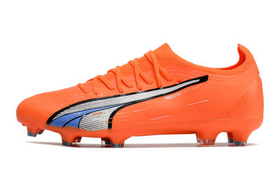 Men's Puma Ultra Ultimate FG Firm Ground Low-Tops Football Boots - Orange/White/Blue