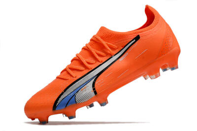 Men's Puma Ultra Ultimate FG Firm Ground Low-Tops Football Boots - Orange/White/Blue