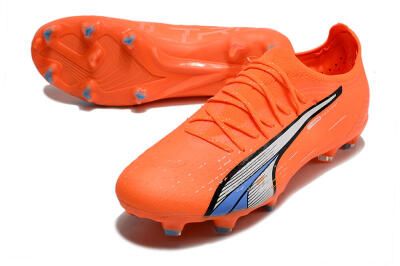 Men's Puma Ultra Ultimate FG Firm Ground Low-Tops Football Boots - Orange/White/Blue