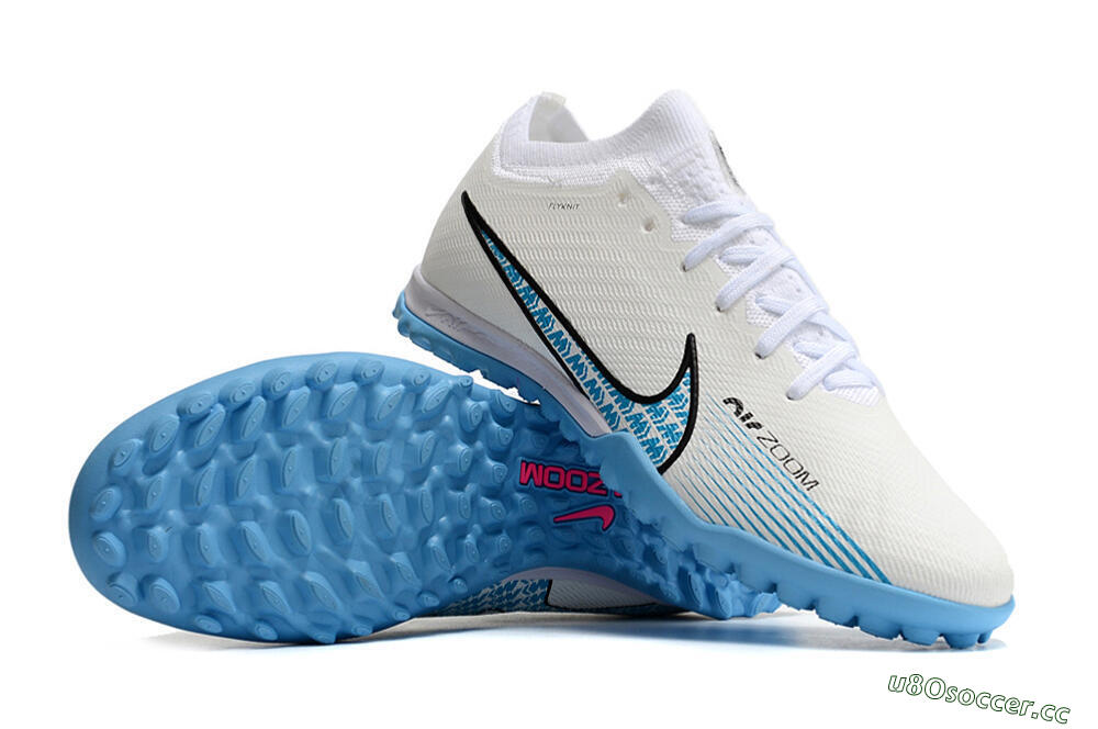 Unisex Nike Air Zoom Mercurial Vapor 15 Elite TF Artificial Turf Low-Tops Football Shoes - White/Blue/Black 3