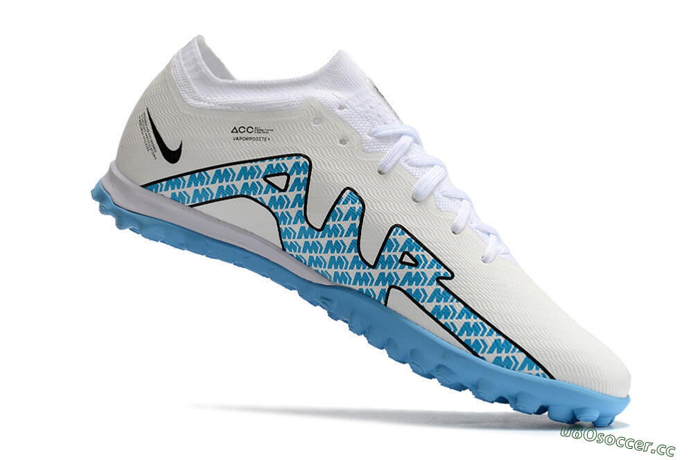 Unisex Nike Air Zoom Mercurial Vapor 15 Elite TF Artificial Turf Low-Tops Football Shoes - White/Blue/Black 4