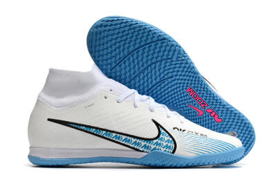 Unisex Nike Air Zoom Mercurial Superfly 9 Elite IC Indoor & Futsal High-Tops Football Shoes - White/Blue/Black