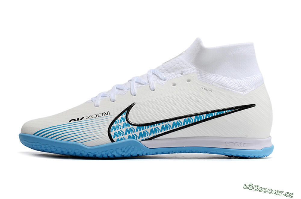 Unisex Nike Air Zoom Mercurial Superfly 9 Elite IC Indoor & Futsal High-Tops Football Shoes - White/Blue/Black 0
