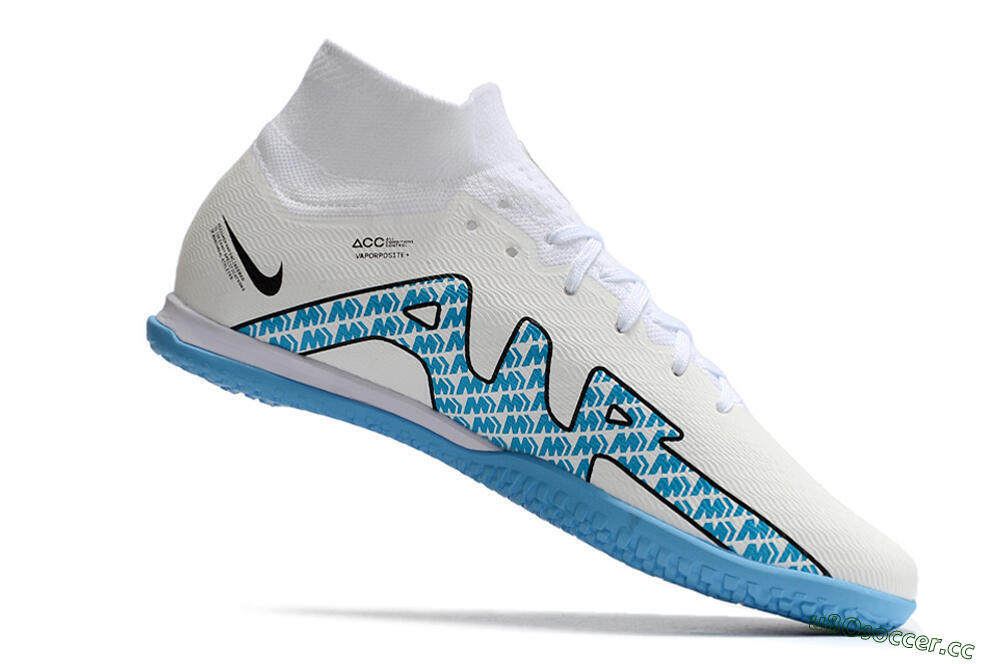 Unisex Nike Air Zoom Mercurial Superfly 9 Elite IC Indoor & Futsal High-Tops Football Shoes - White/Blue/Black 4