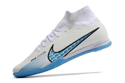 Unisex Nike Air Zoom Mercurial Superfly 9 Elite IC Indoor & Futsal High-Tops Football Shoes - White/Blue/Black
